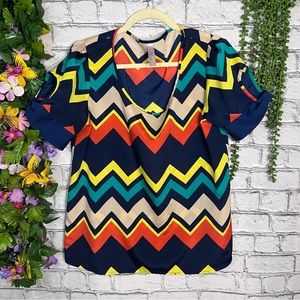 >🌼3/$30🌼Myan Short Sleeved Printed Scoop Neck Top Size Large